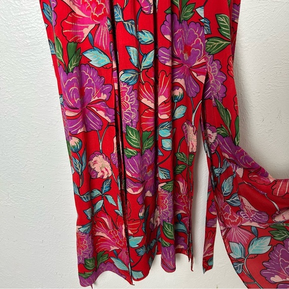 & Other Stories Red Floral Maxi Dress Bold Florals Sz 8 - Picture 5 of 8